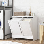 Double Hamper Laundry Storage Cabinet White