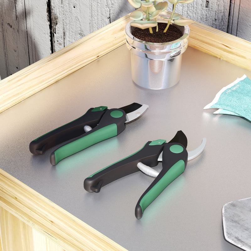 Garden Tool Set 2 Pieces Metal with Pruning Shears Green and Black