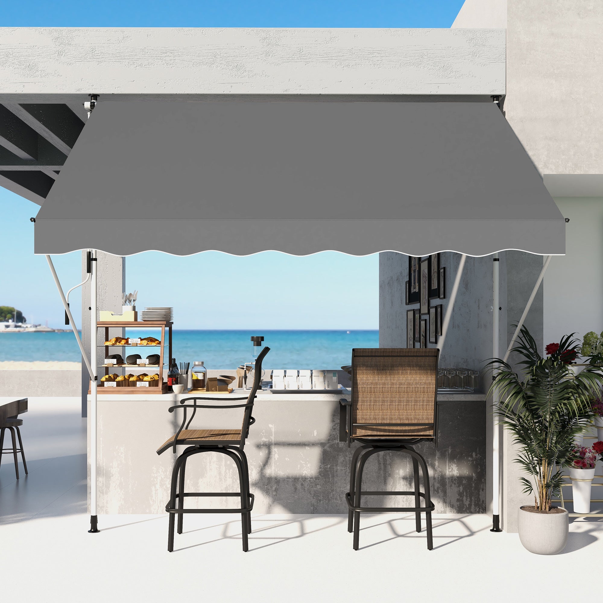 3x1.5m Adjustable Outdoor Awning Aluminium Frame, Grey