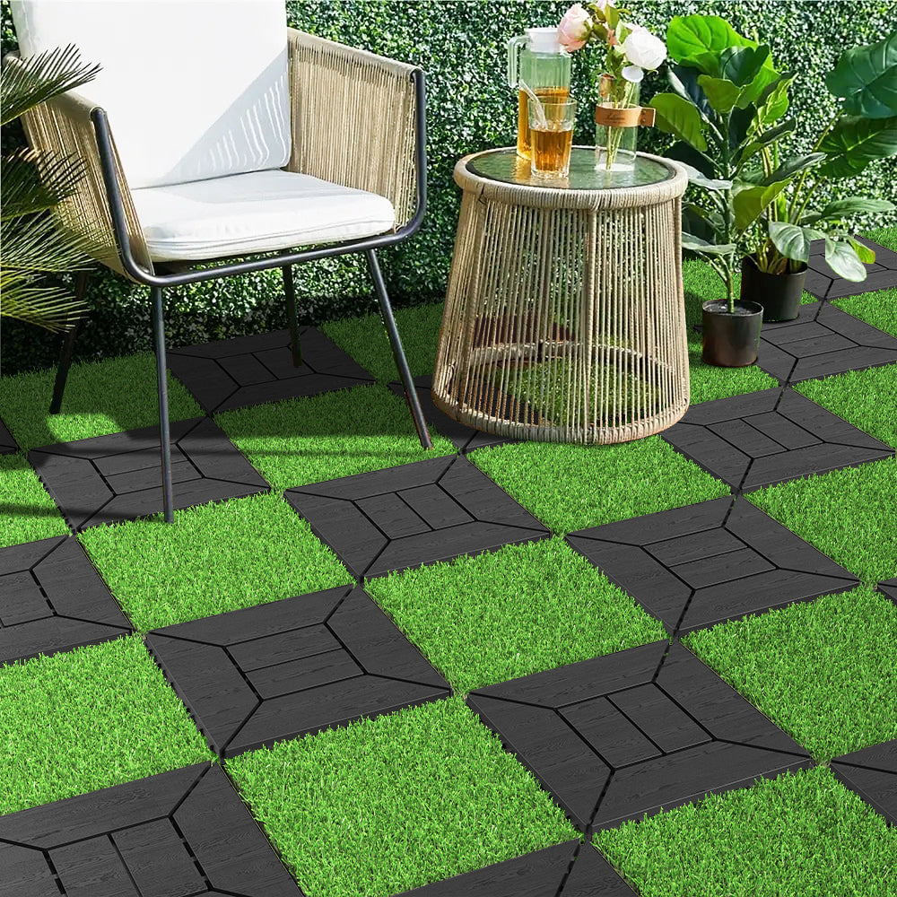 Artificial Lawn Tiles 36pcs Interlocking 12x12 inches - Green