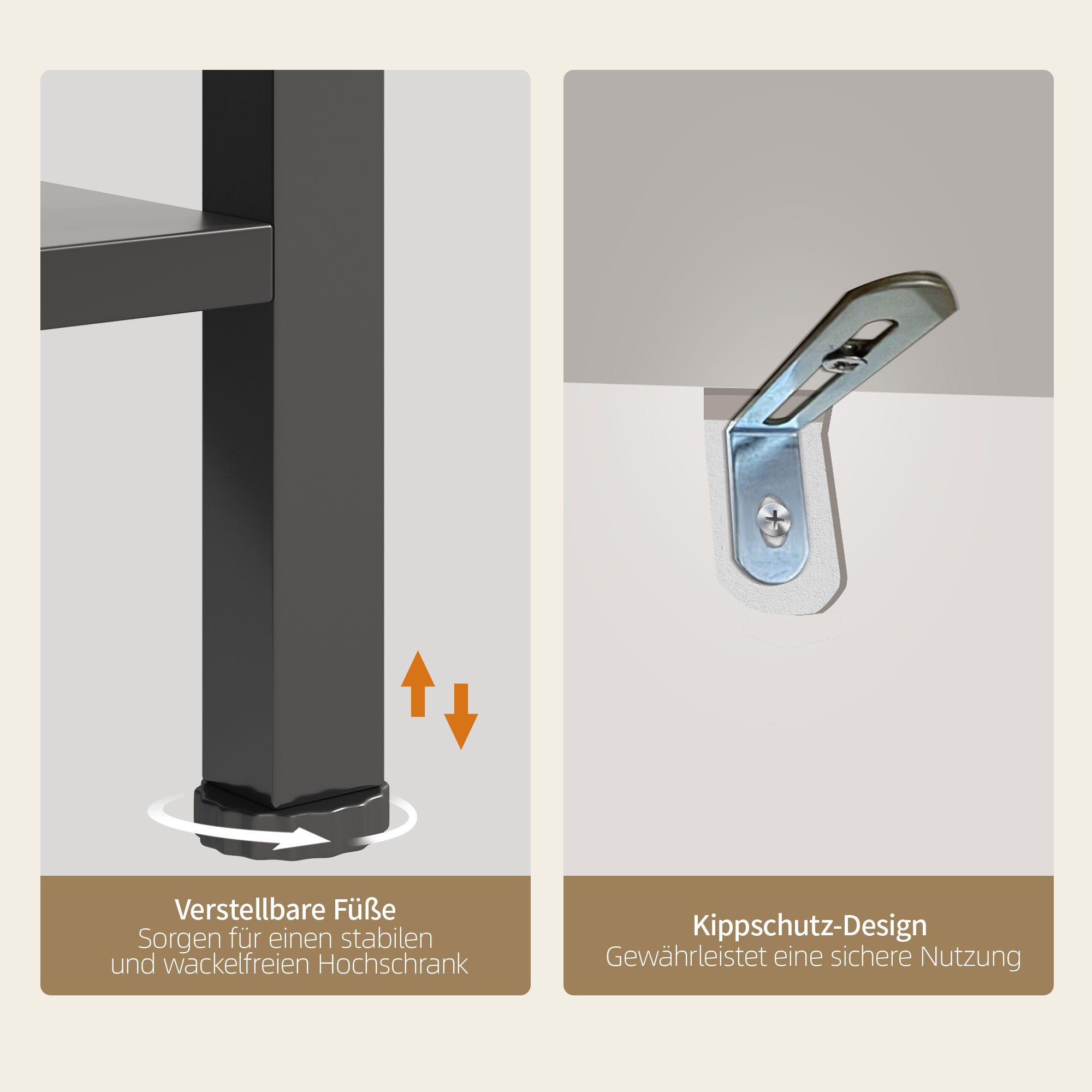 Kitchen Baker's Rack with Power Outlet and LED Lights, Microwave Shelf and Wine Glass Holder, Particle Board and Stainless Steel
