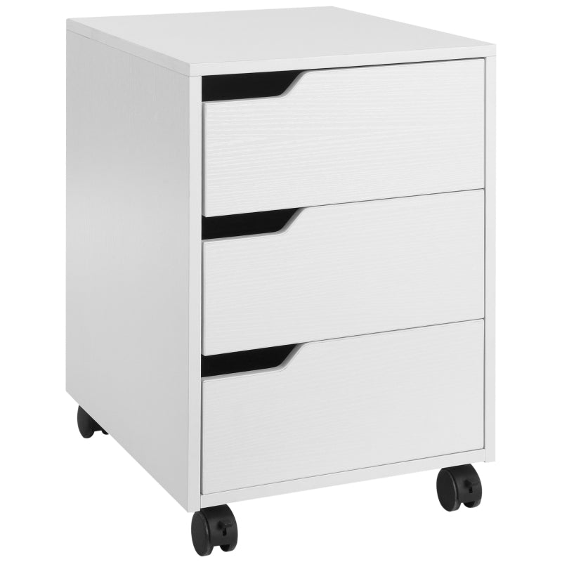 3 Drawer Mobile File Cabinet with Wheels for Home Office, White