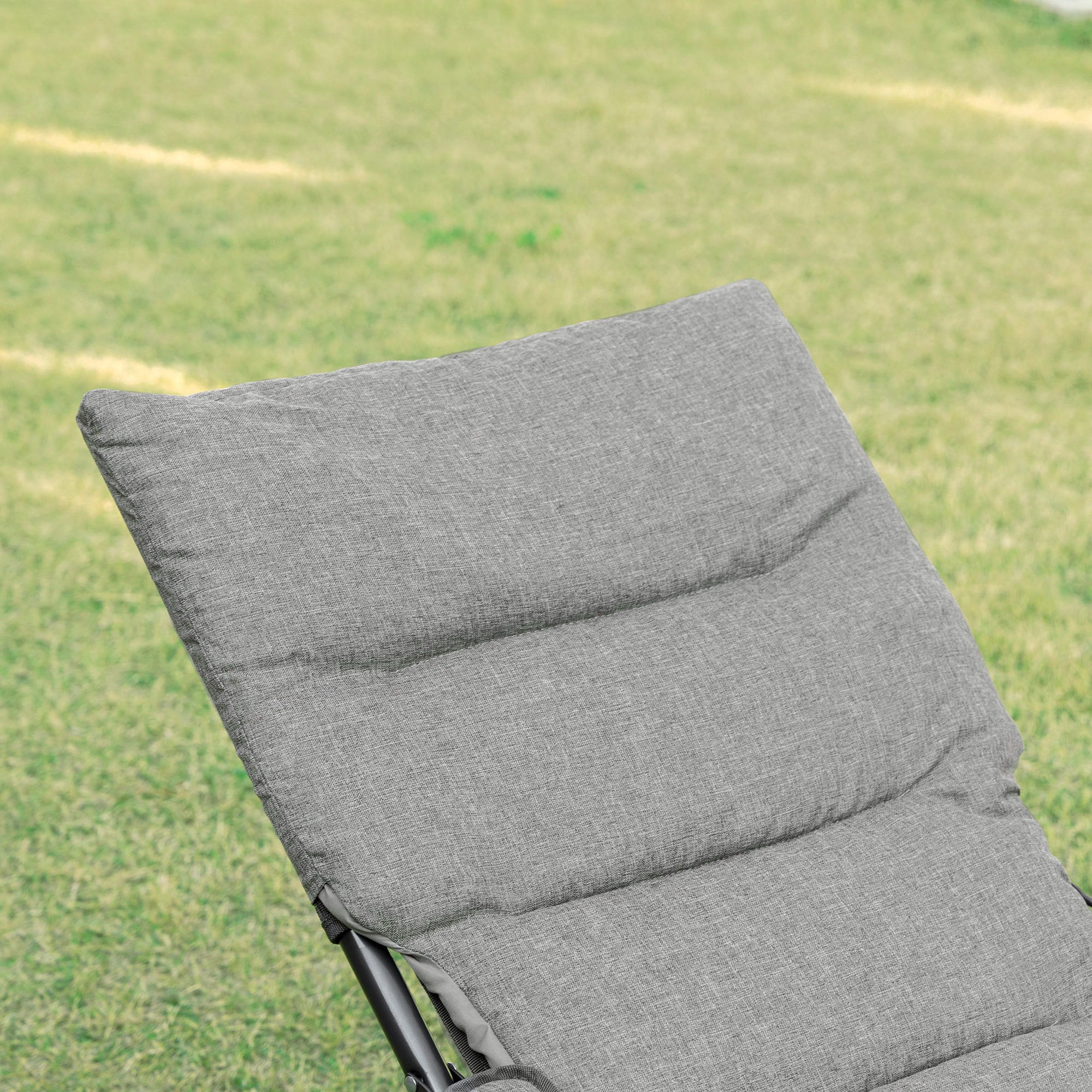 Folding Chair Lounger Removable Cushion Flexible Garden/Camping Steel Grey