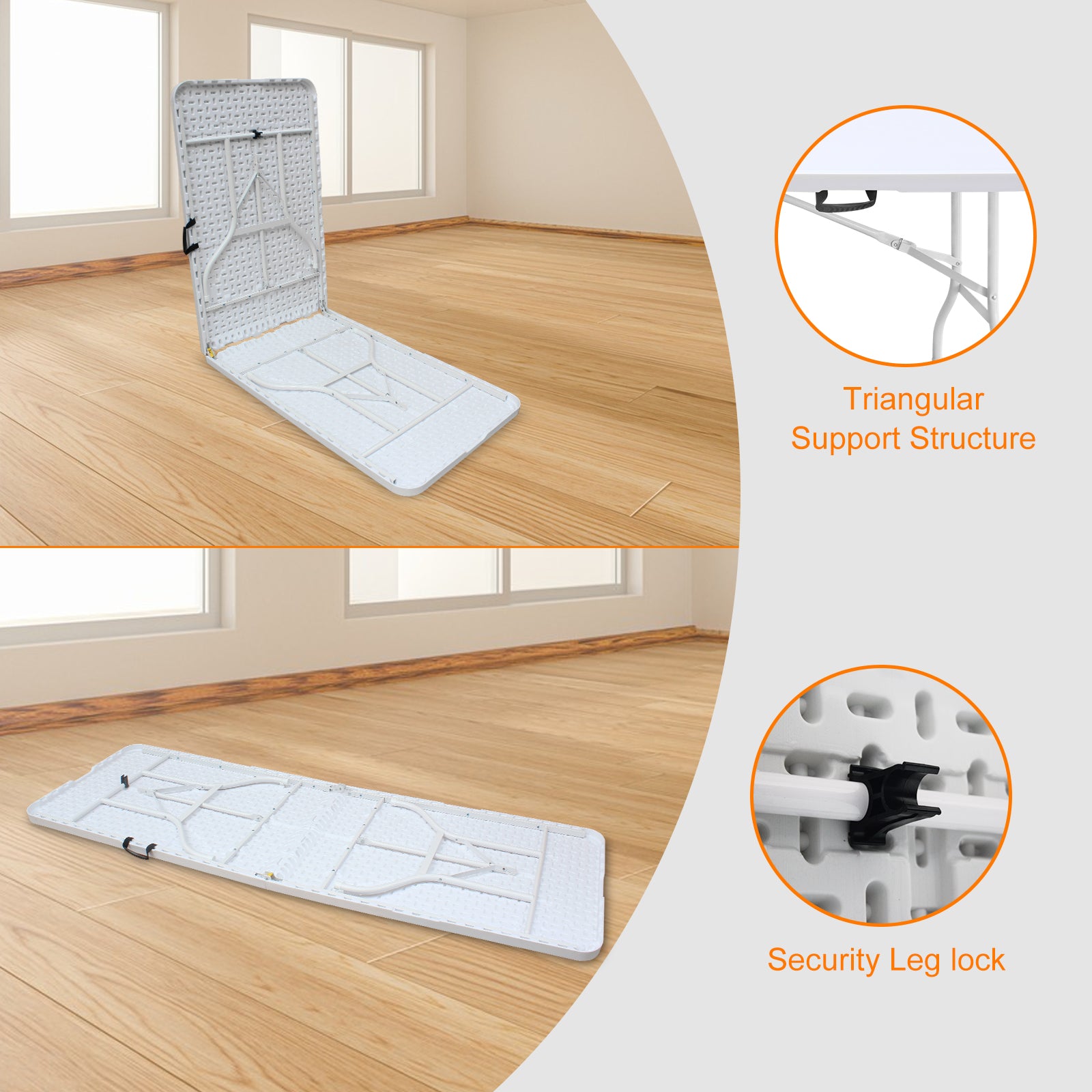 Folding Table 244cm, Portable Heavy Duty, White