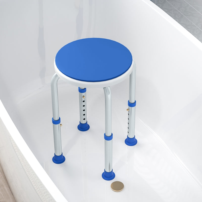 Shower Chair 360° Swivel Height Adjustable Aluminium Blue