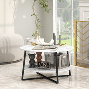 Two-Tier Marble-Effect Coffee Table - White/Black