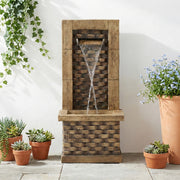 Garden Fountain with 230V Waterfall and Square Door Design, Antique Style