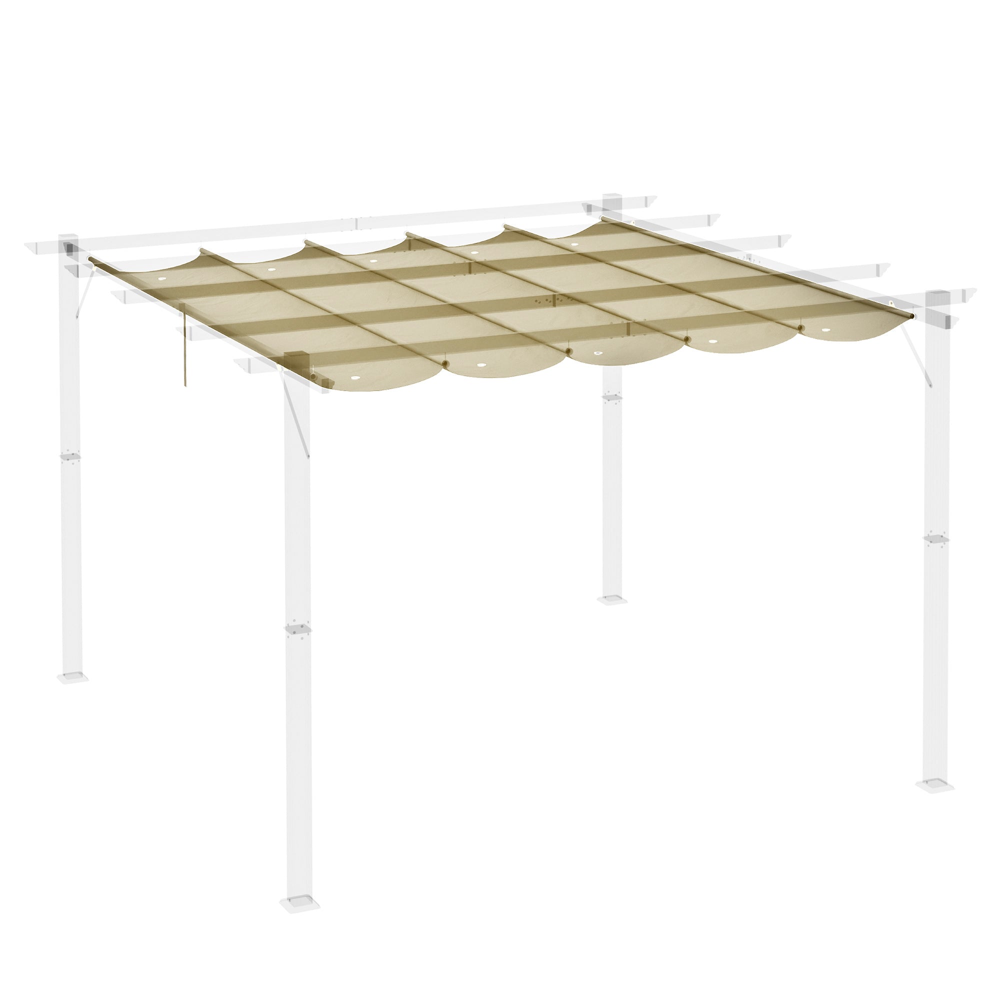 Retractable Pergola Shade Cover, Replacement Canopy 4x3m, Beige