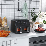 Air Fryer, Dual 4-Liter Baskets, 8 Programs, Black