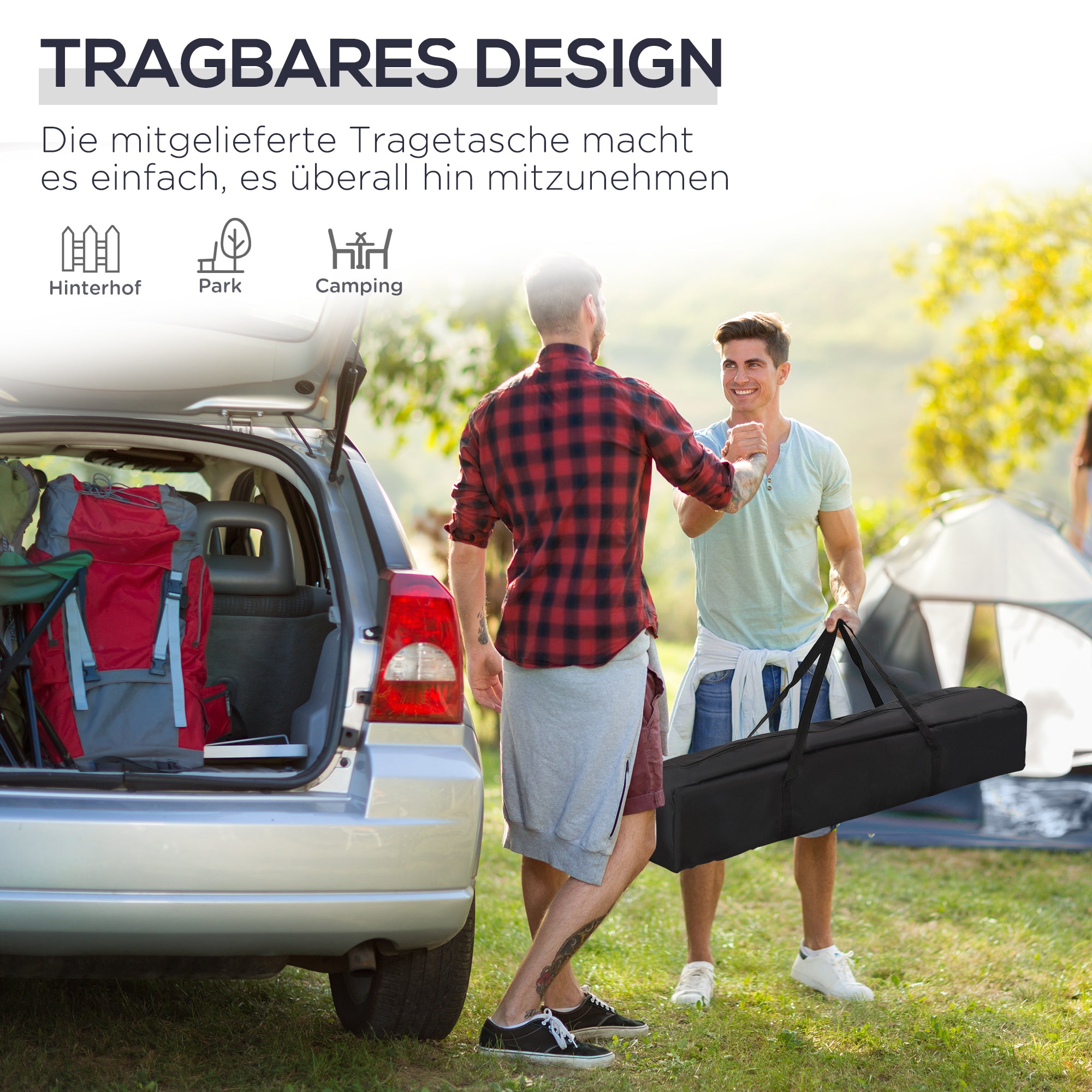 Folding Gazebo 3x3m, Height Adjustable with Carry Bag, Steel and Oxford Blue