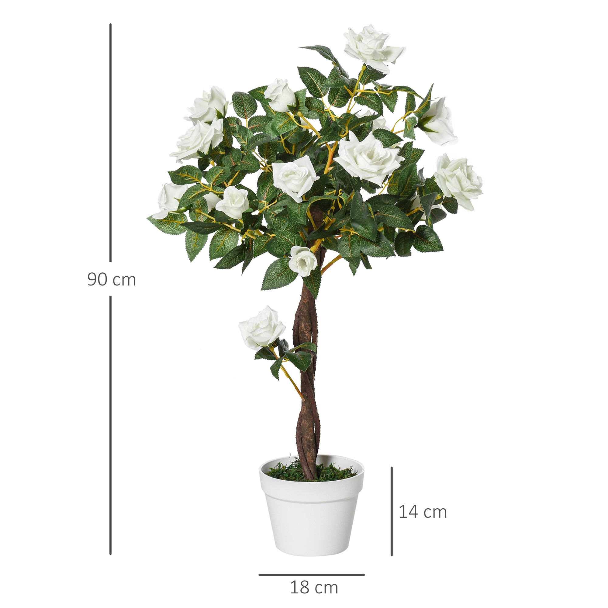 Artificial Rose Plant, Large 90 cm Tree in Pot, Plastic