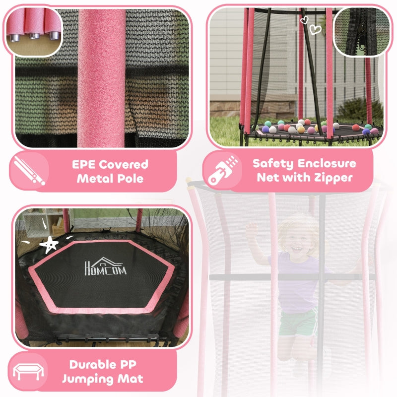 Kids Trampoline Mini Bouncer with Safety Net - Pink
