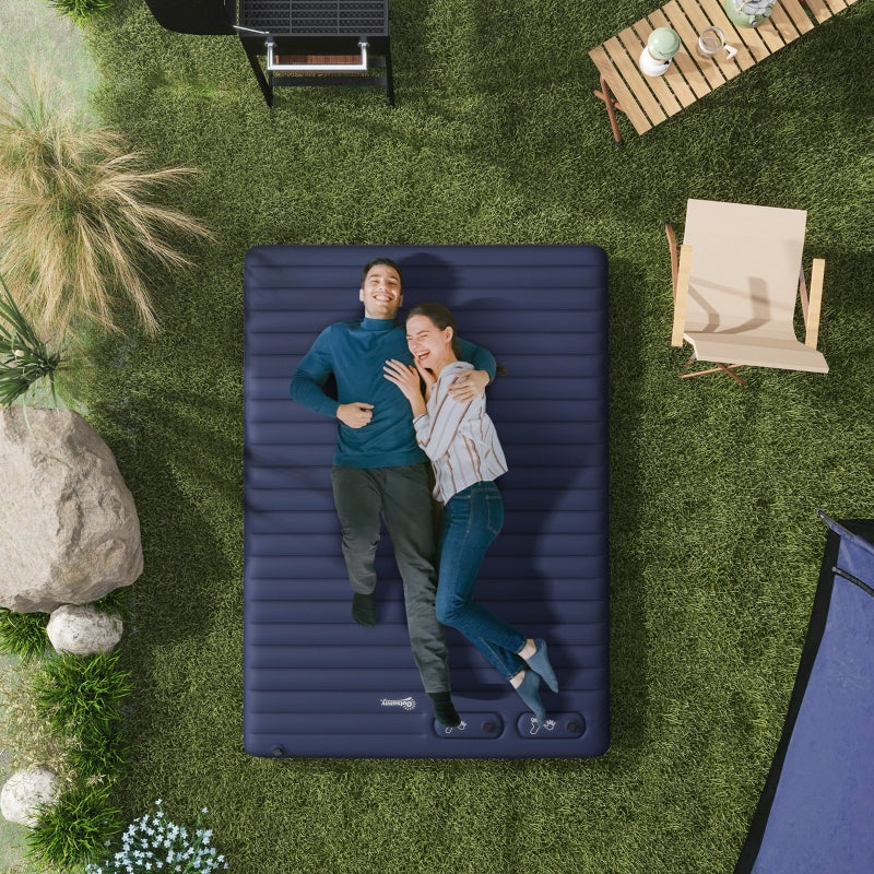 Double Inflatable Mattress Built-In Pump - Blue
