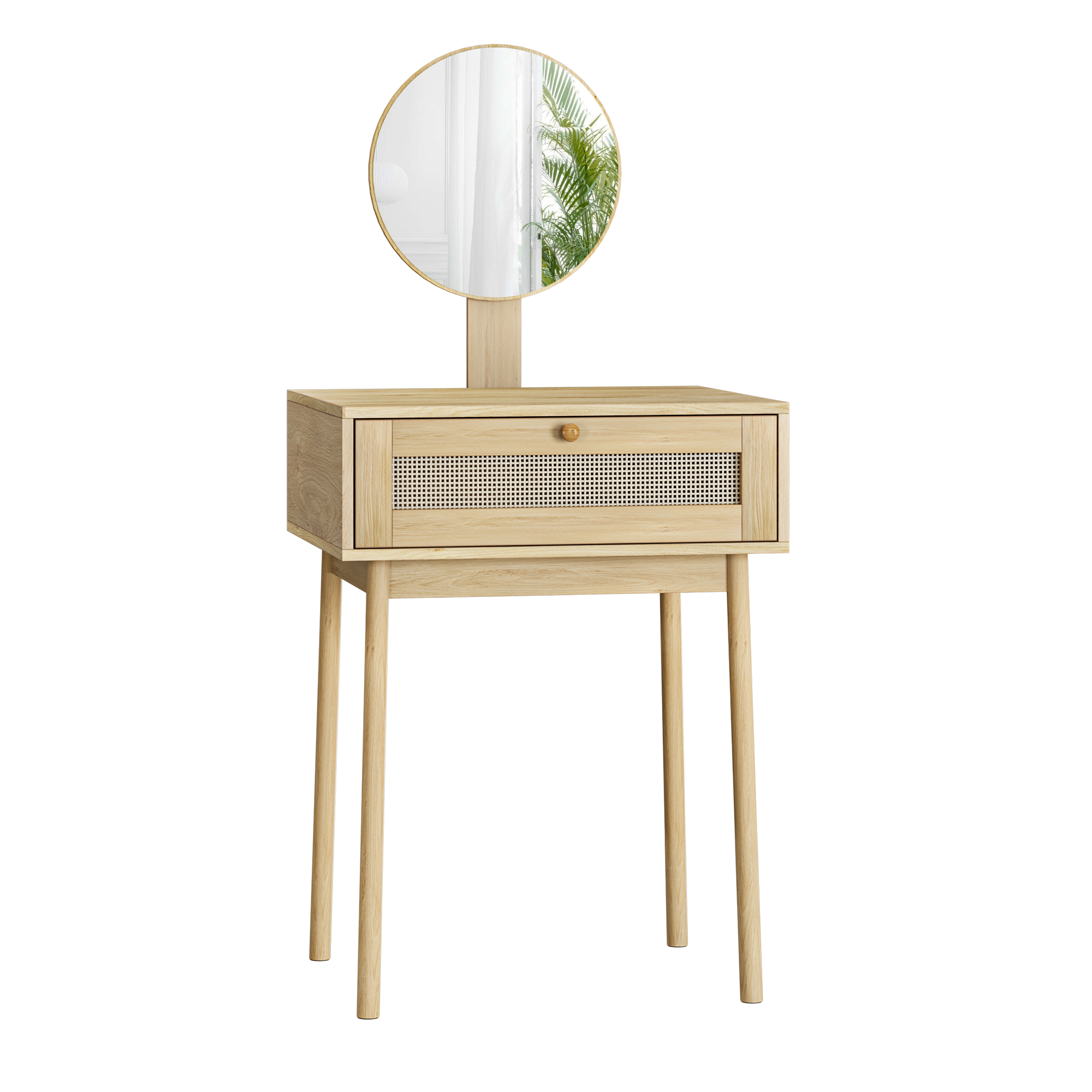 rattan dressing table with mirror compact suitable for small spaces