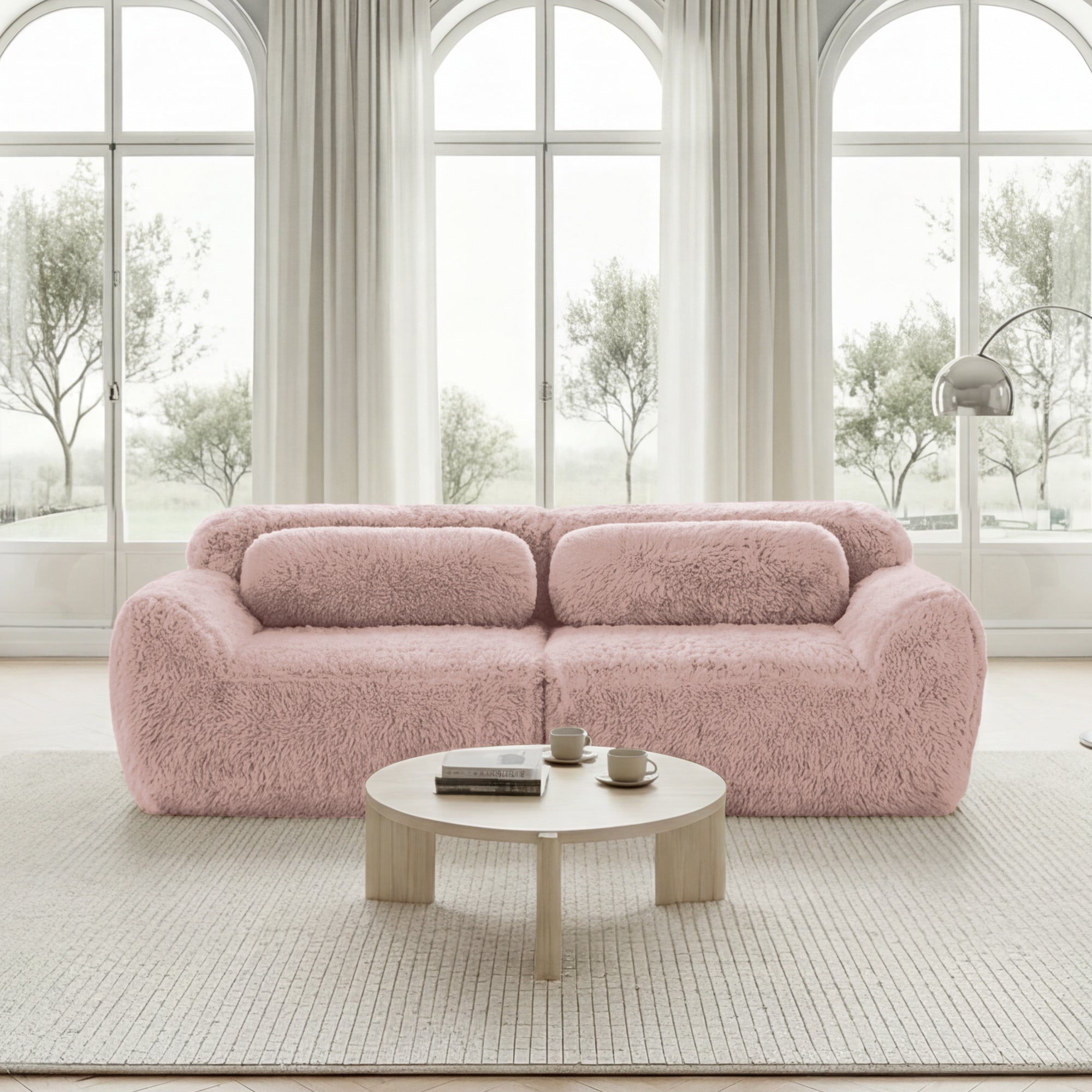 2-Seater Modular Sofa, Frameless Design, High-Resilience Foam, Plush Fabric