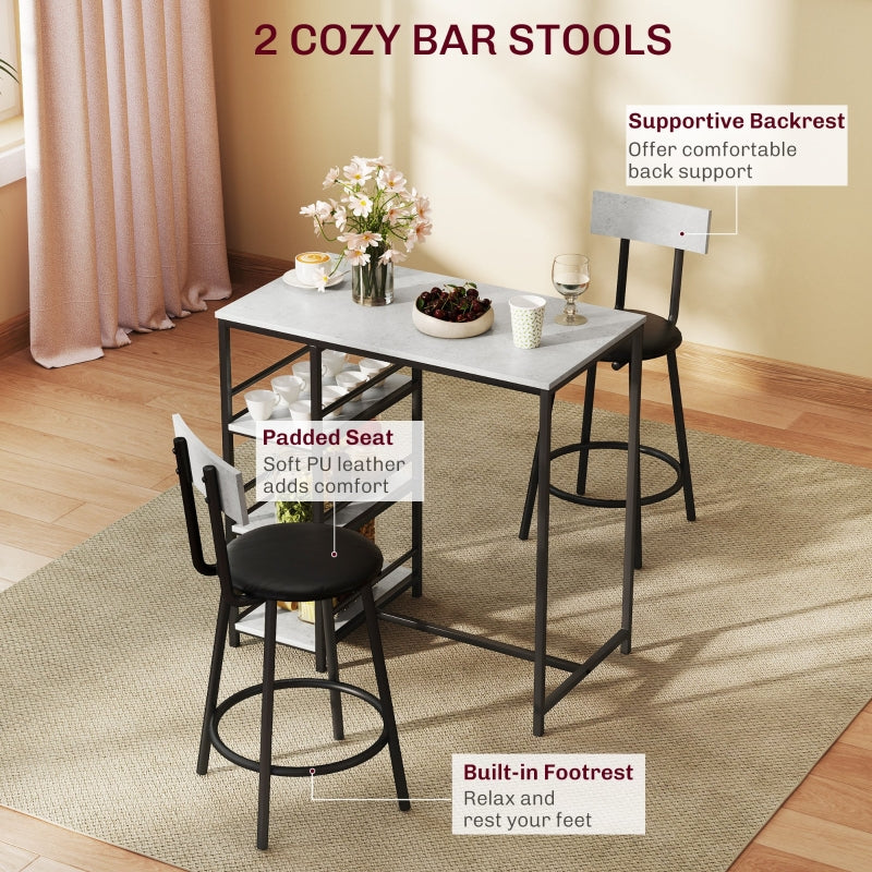 Three-Piece Dining Set with Shelves - Grey/Black