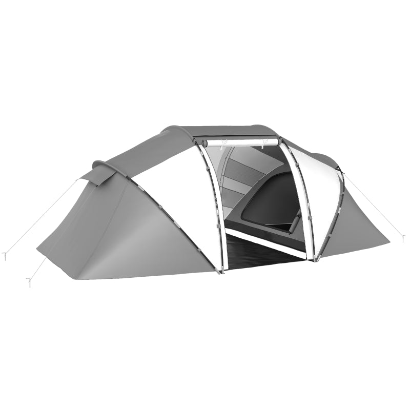 Camping Tent, 4-6 Man UV Protection, Charcoal Grey and White
