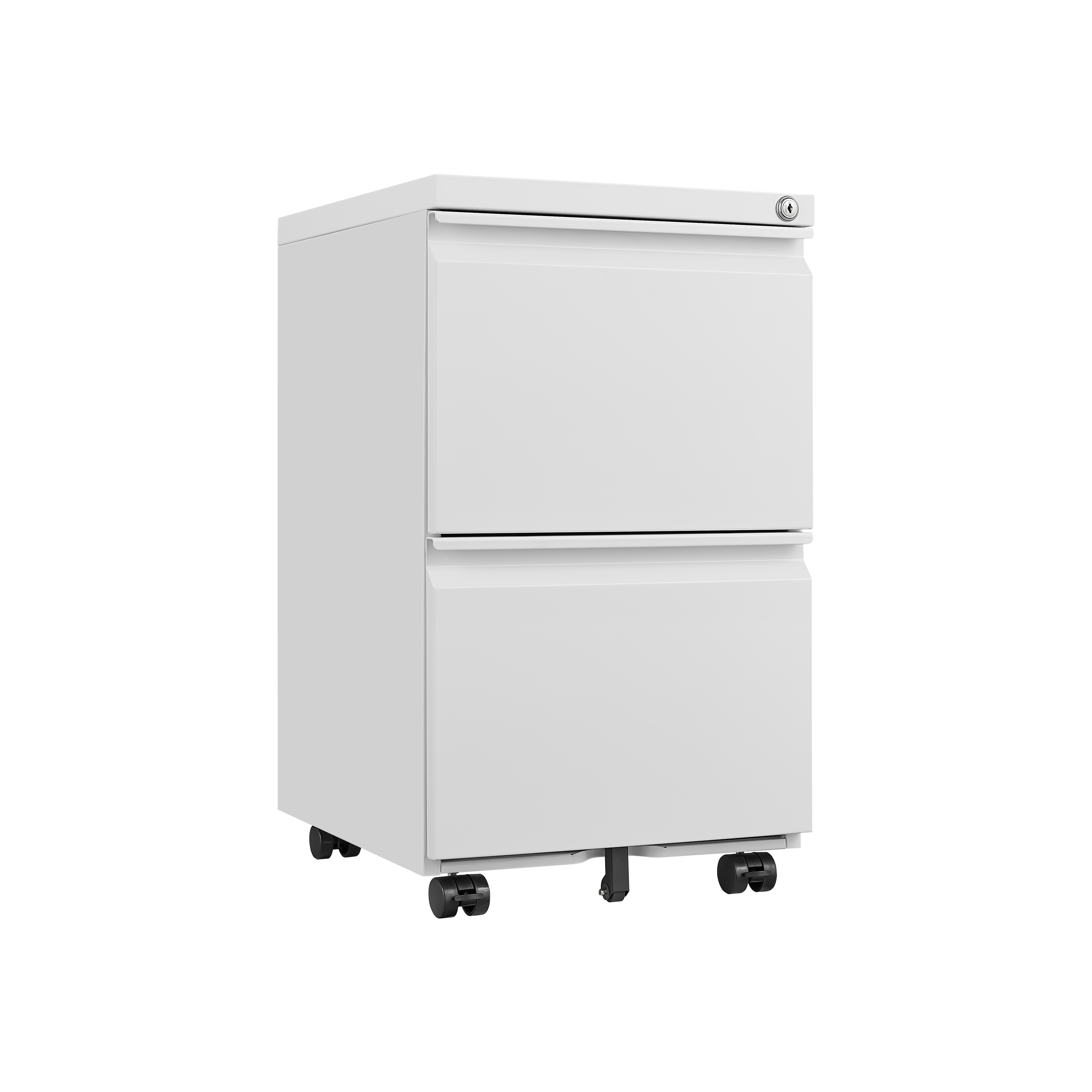 Mobile File Cabinet 2-Drawer with Lock Legal/Letter Size Steel - White