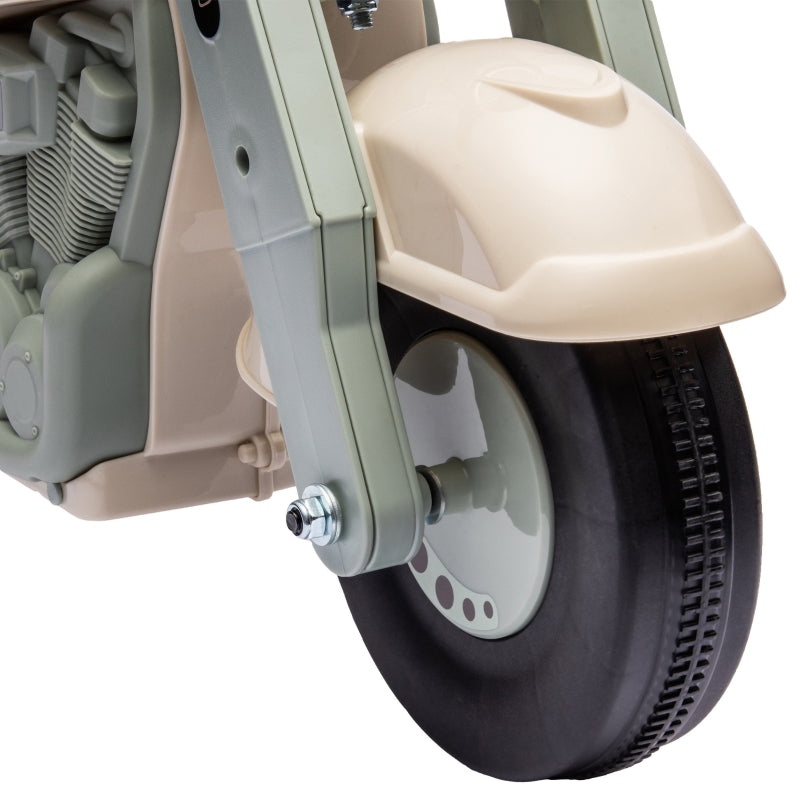 Ride-on Car with Motorcycle Design, Music and Bubbles, Cream White