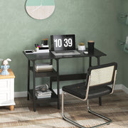 Compact Computer Desk with Storage Shelves and Bookshelf, Black