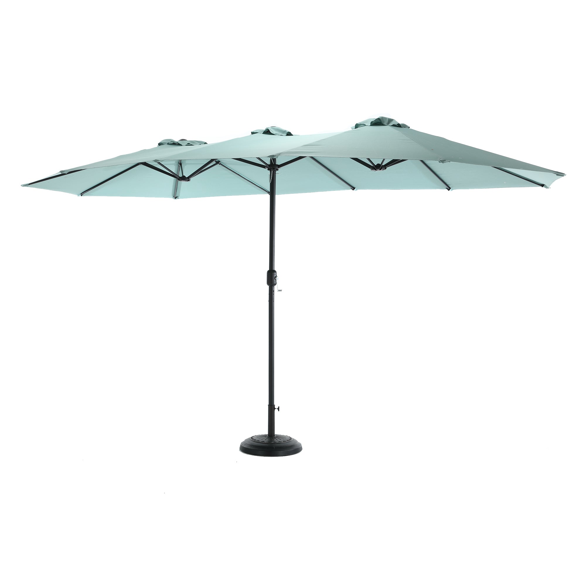 Double Sided Outdoor Umbrella, 14.8 Ft Rectangular Large with Crank, Light Green