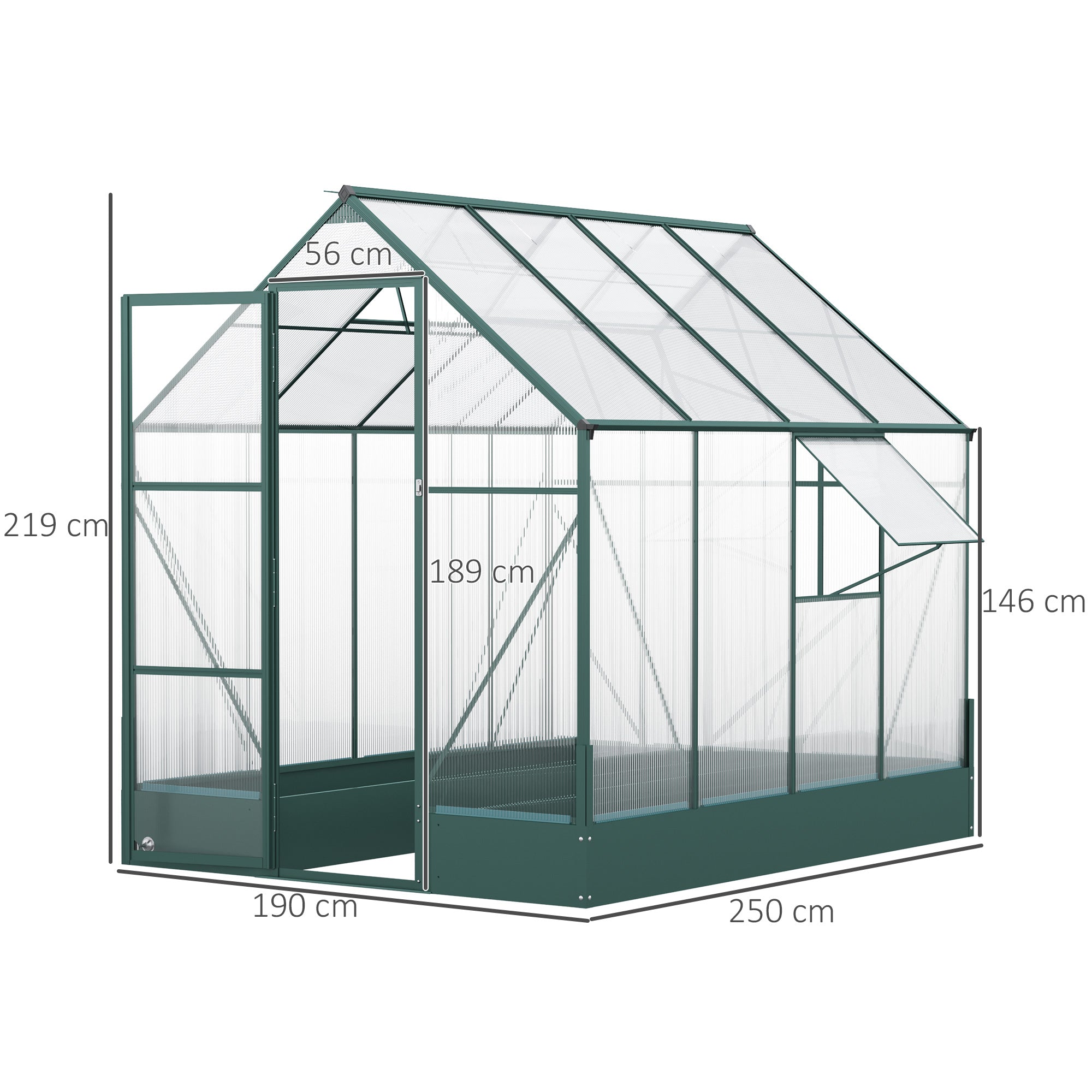 6x8 FT Polycarbonate Greenhouse with Raised Bed, Walk-in, Aluminium Frame
