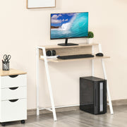 Desk Modern Computer with Storage & Cable Grommet, White Oak