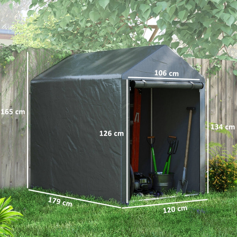 Garden Shed Storage Tent, Robust Weatherproof Steel Frame, Dark Grey