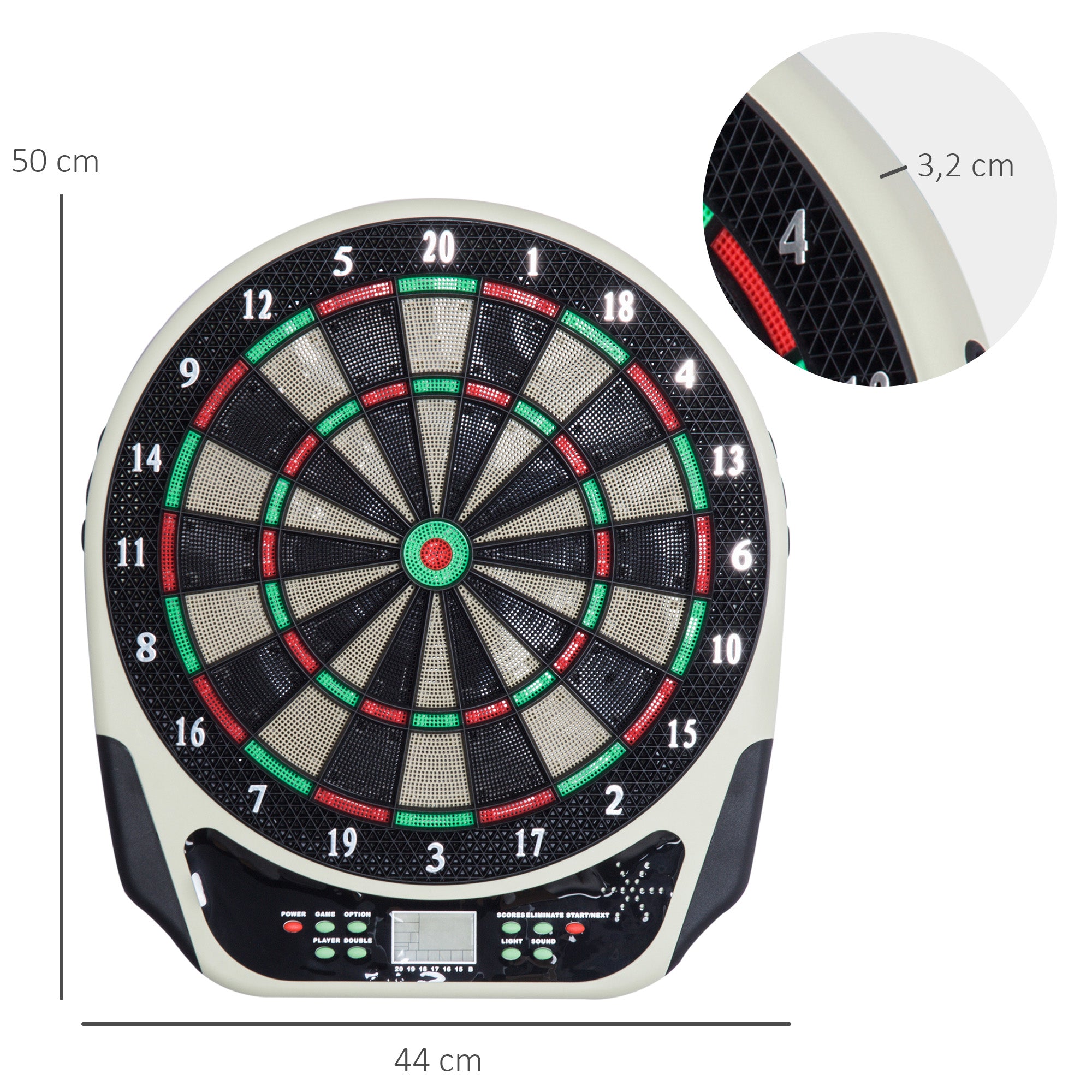 Electronic Dartboard, LCD Display, 18 Games, Steel