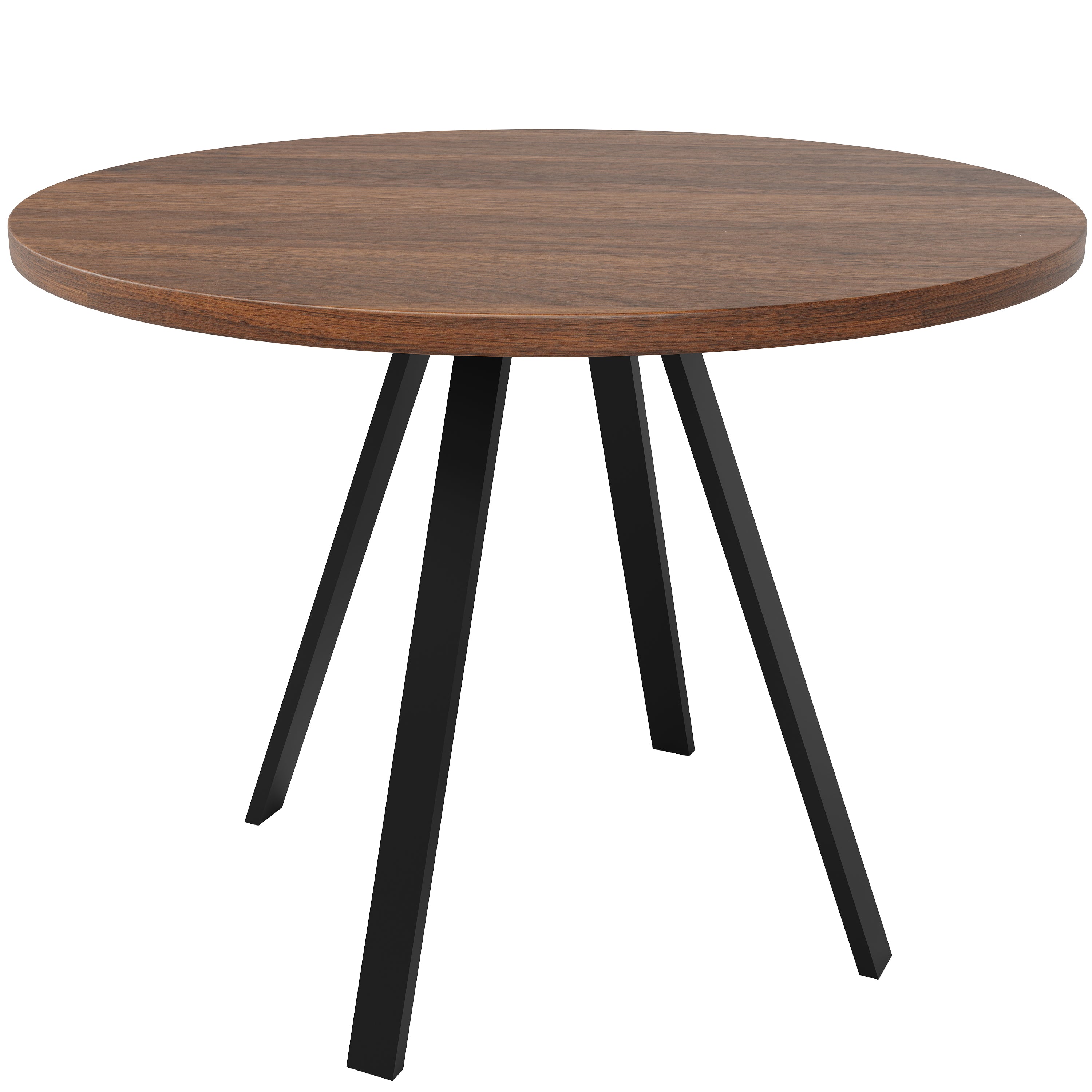 Round Dining Table, 80x80x75cm Kitchen Coffee Table for 4, Walnut and Black