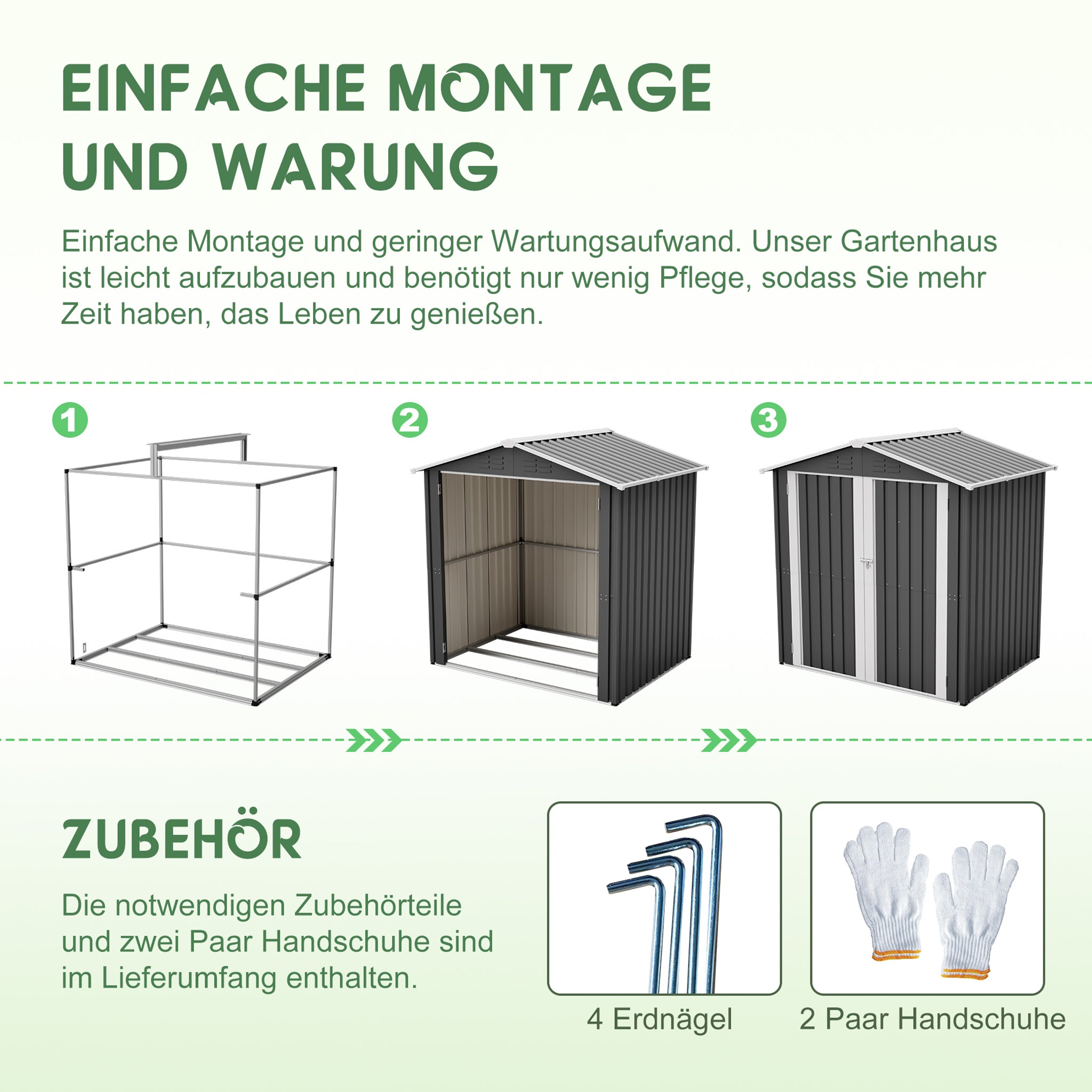 Metal Garden Shed 142x185cm, Lockable Door, Weatherproof, Grey