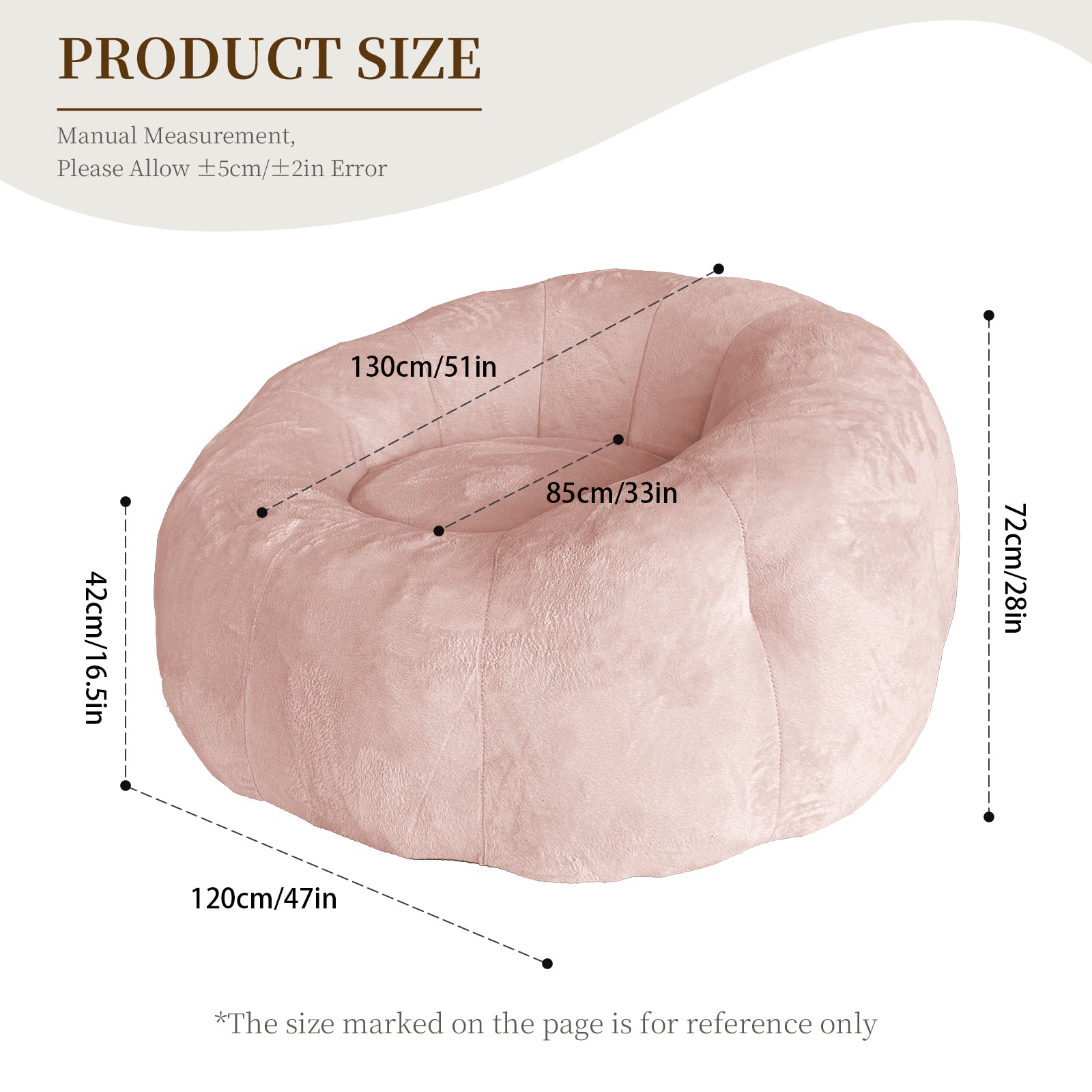 Bean Bag Lounge Chair Large Round Enhanced Stability