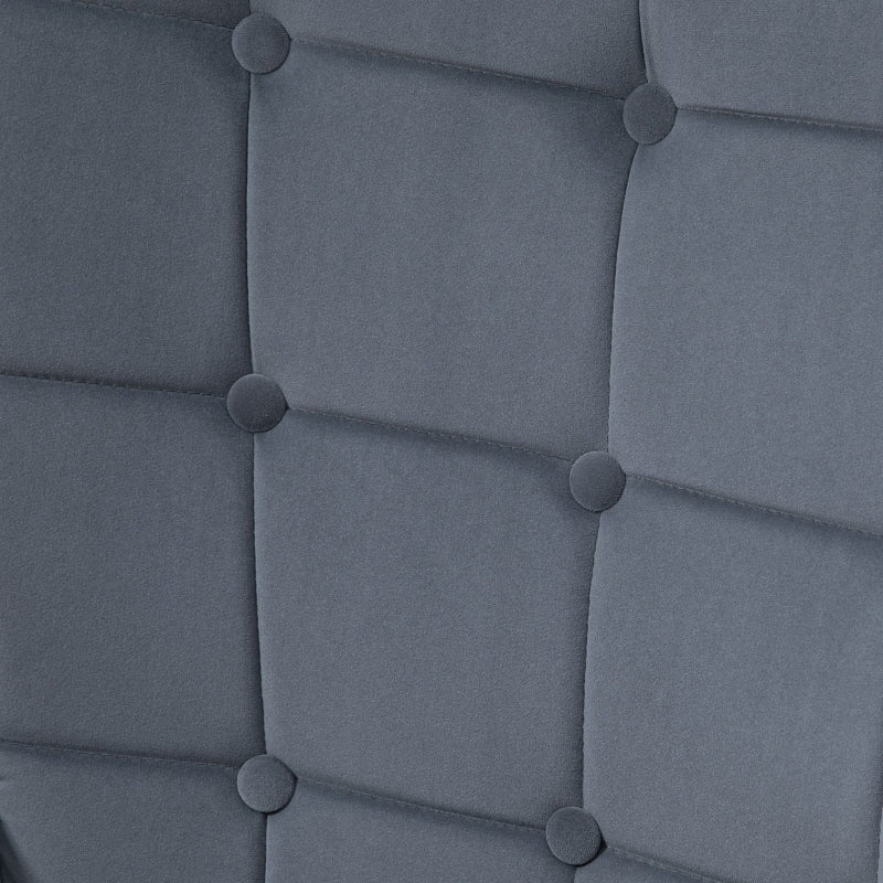 Modern Armchair with Footstool, Upholstered Accent Chair, Steel Legs, Dark Grey Velvet