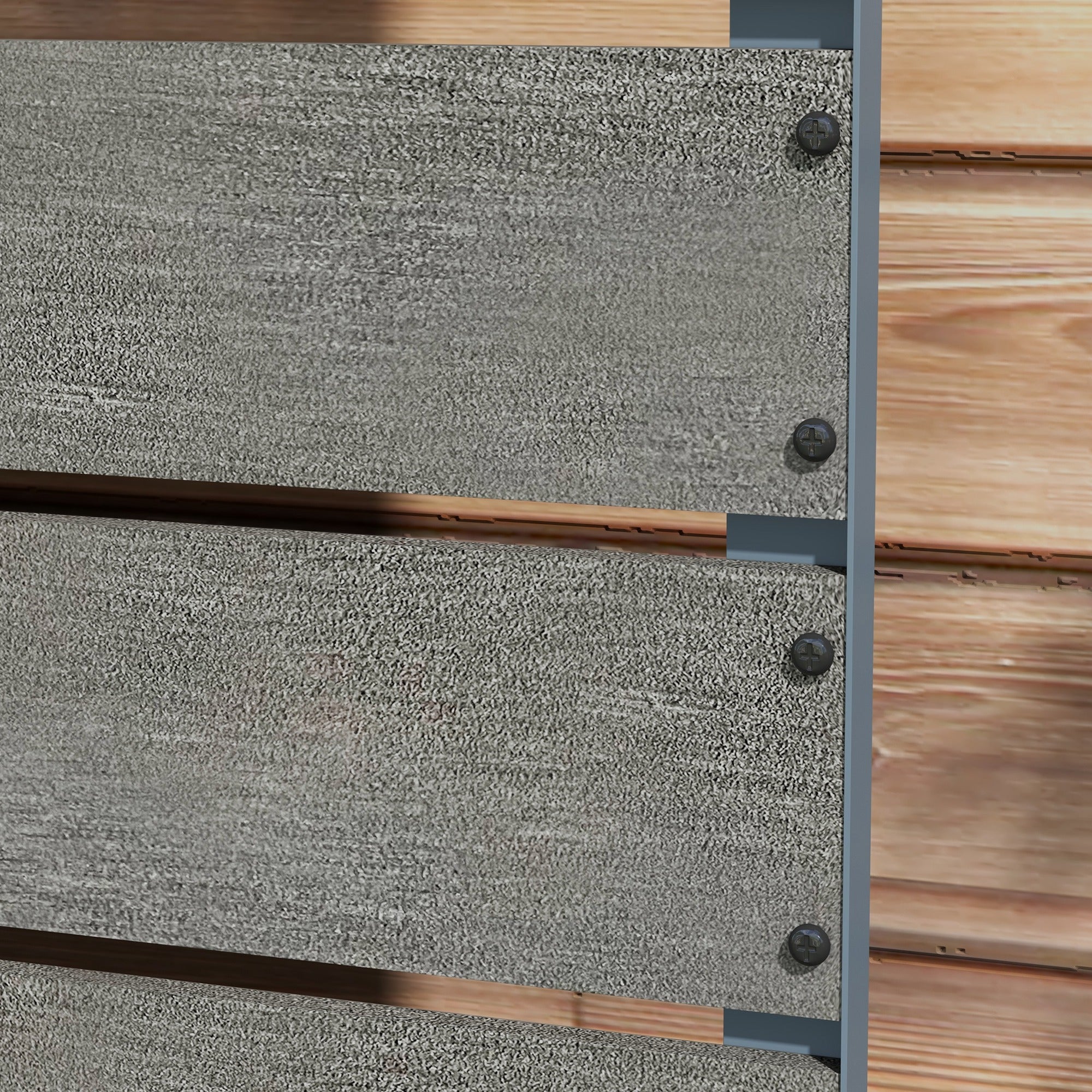 Garden Planter Box with Back Trellis, Grey