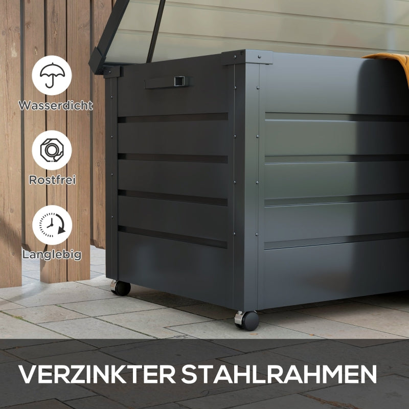 Outdoor Storage Box Weatherproof 4 Wheels 100x62x65cm - Dark Grey
