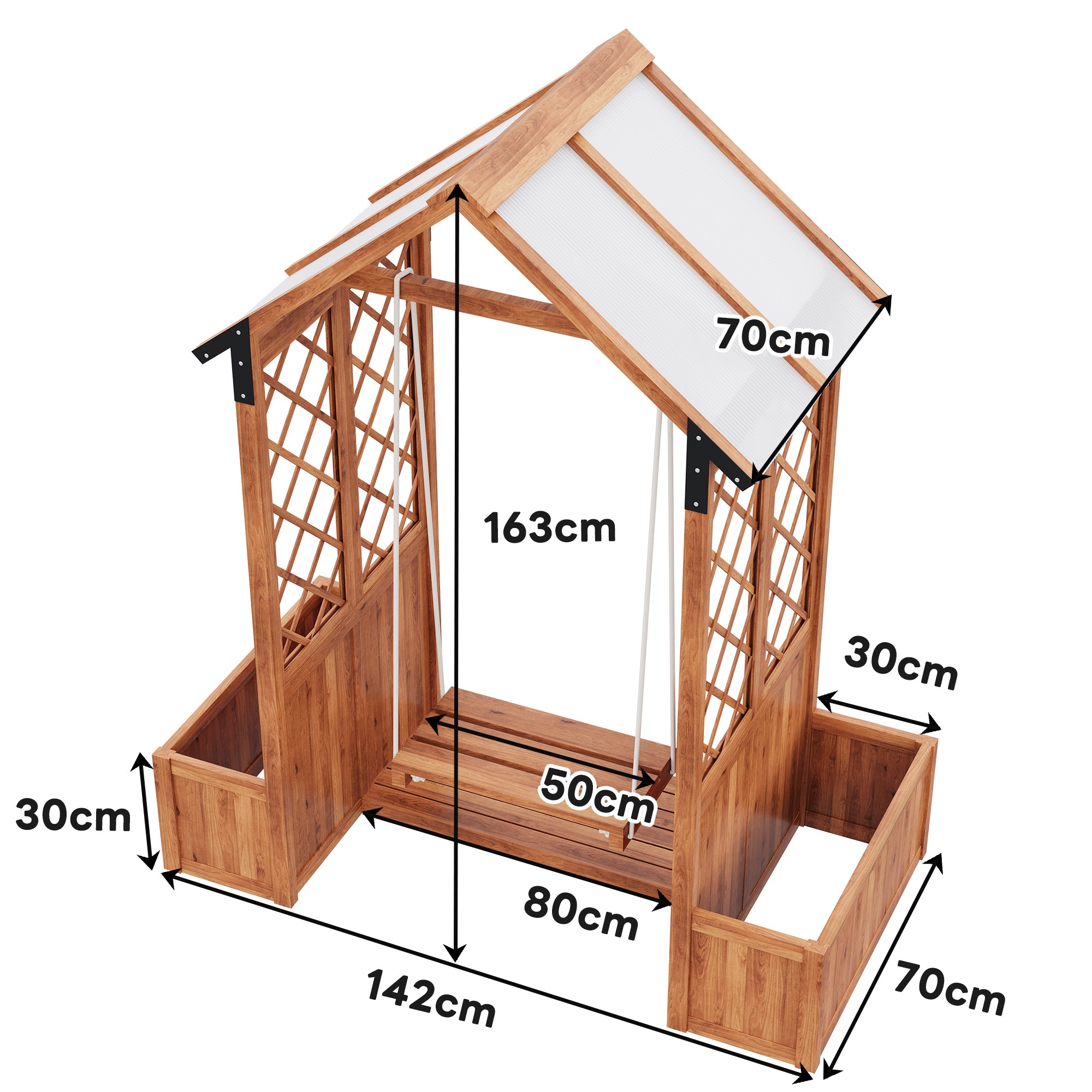 Planter with Trellis and Sunroof, Brown Solid Wood