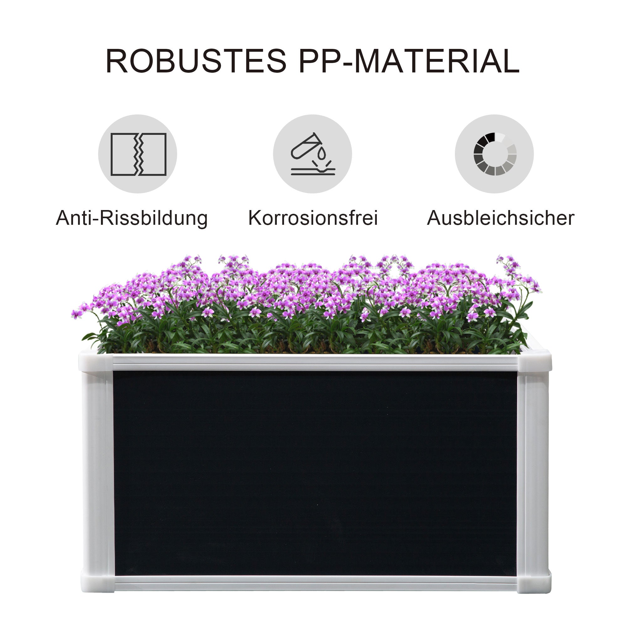 Raised Garden Bed Flower Box Planter 60x60x30cm Drainage Function Plastic Grey