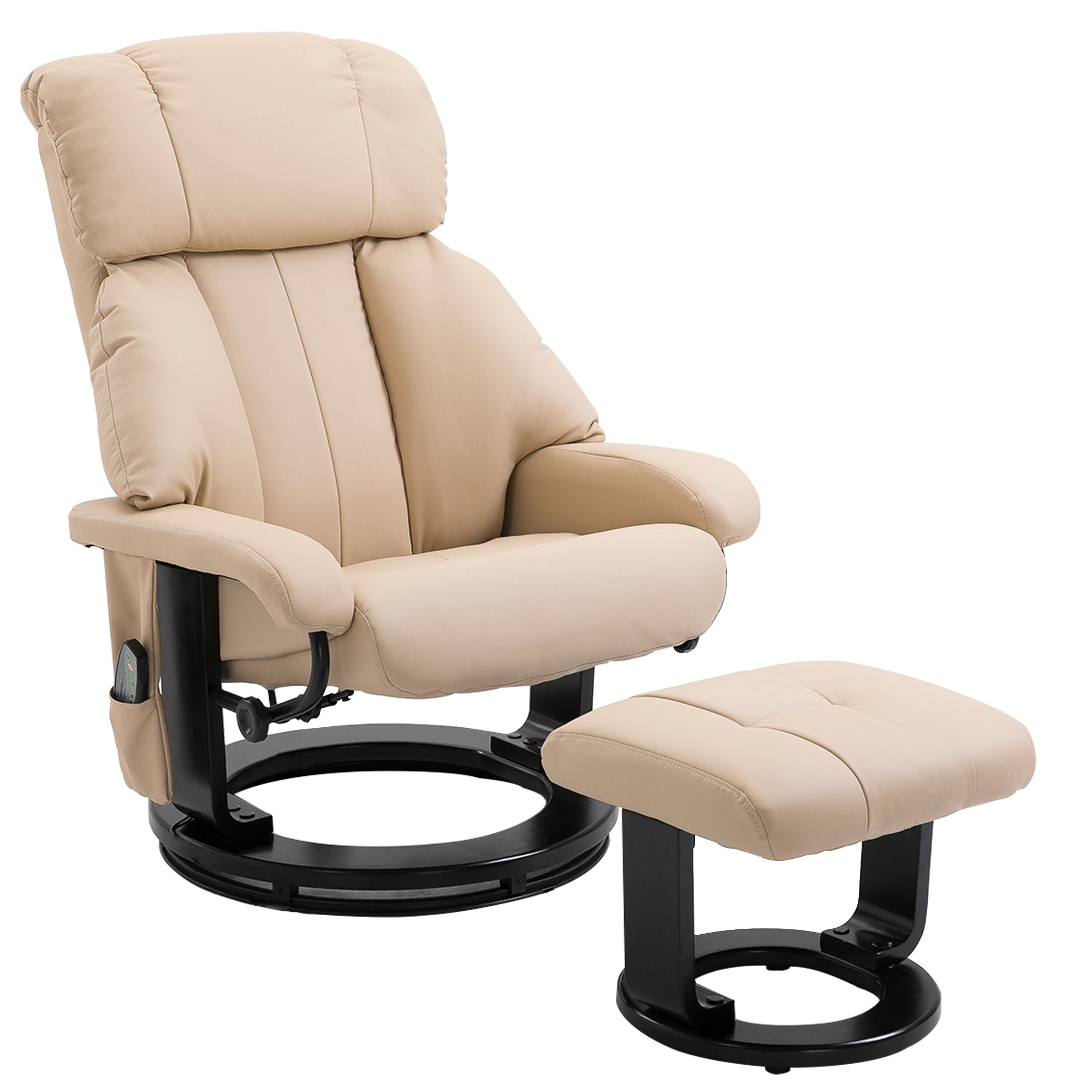 Recliner Chair, Ergonomic Massage with Stool, Beige