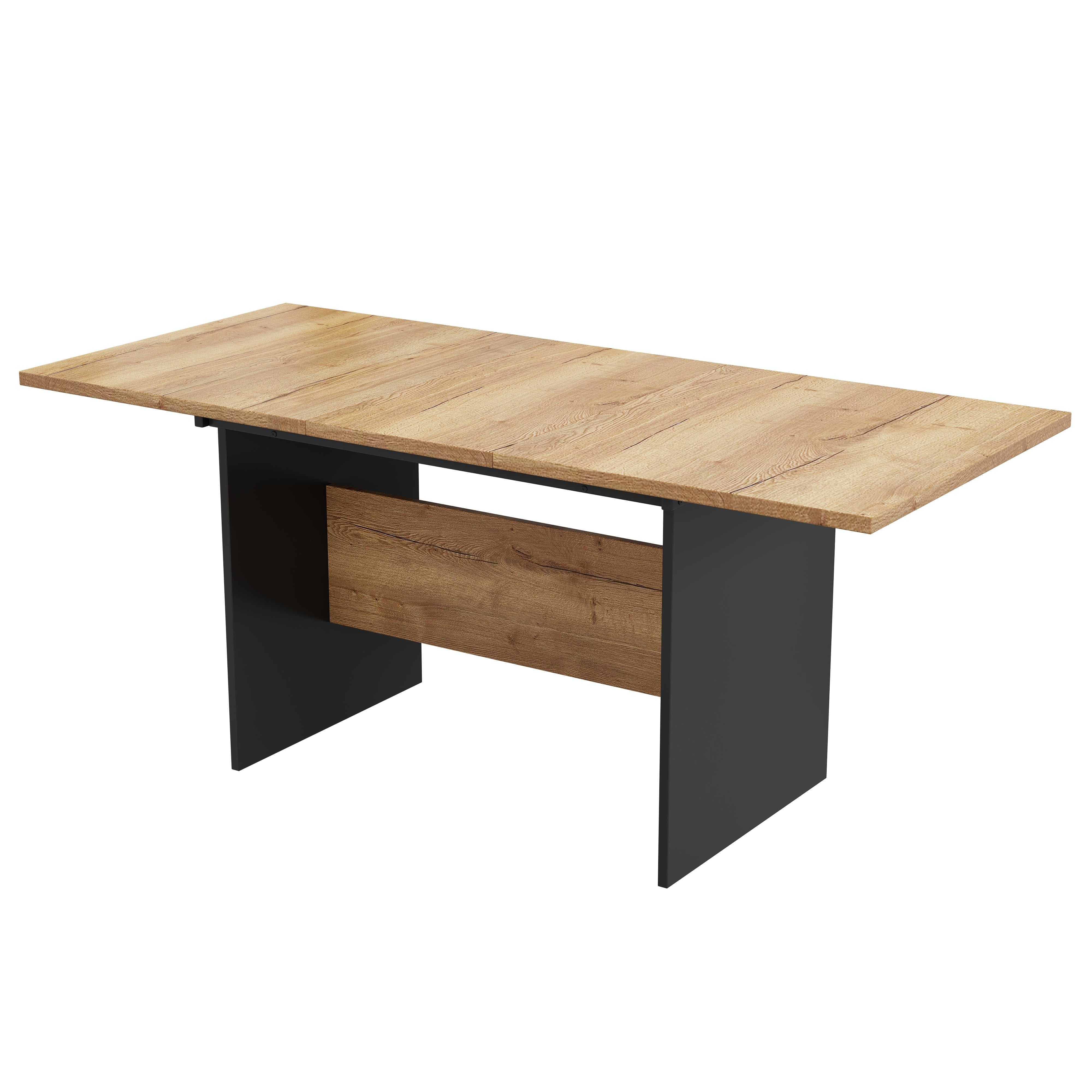 Extendable Dining Table 140/180x80cm Rectangular Wood Grain Minimalist Style Natural