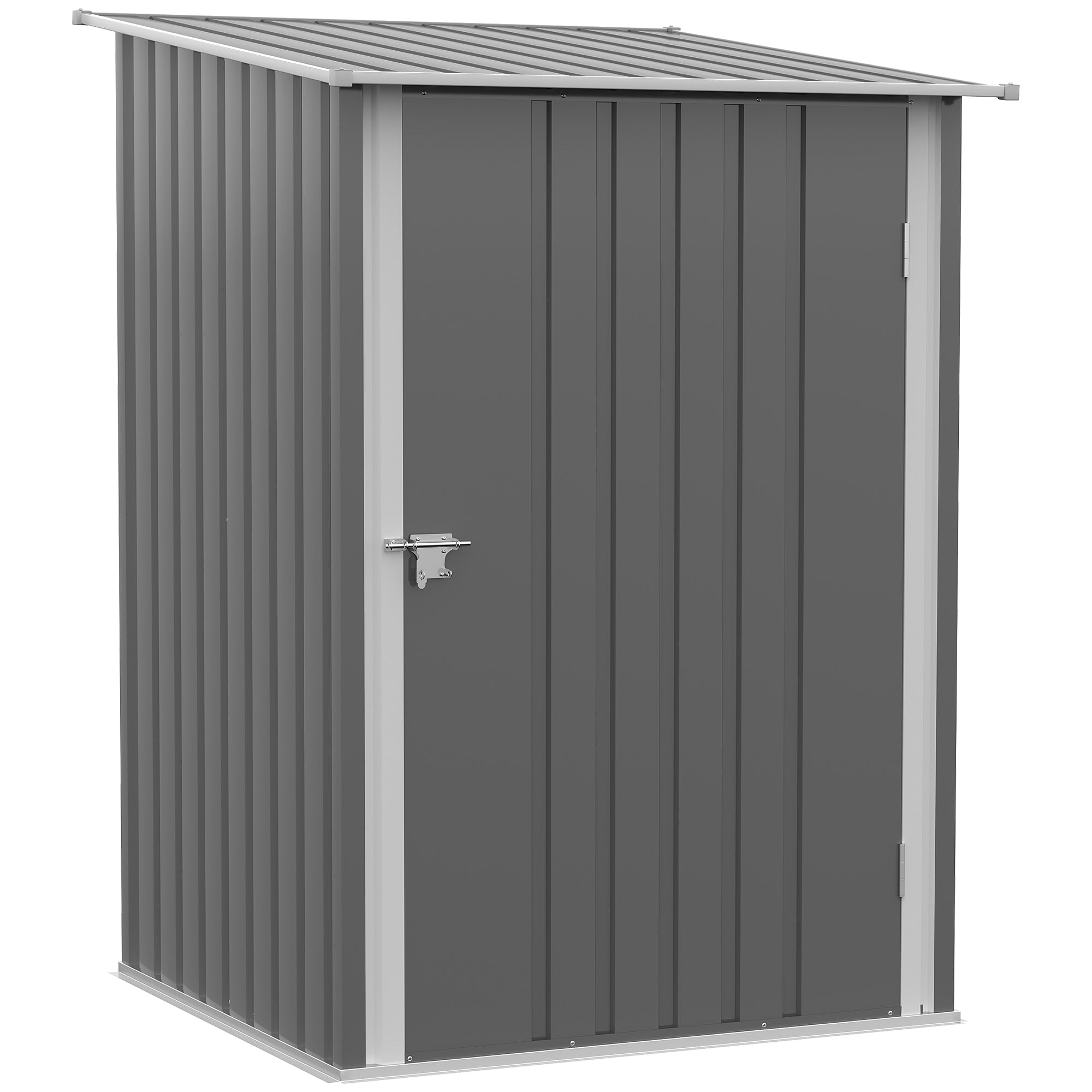 Steel Garden Shed Lockable Cabinet Pent Roof 100x103x160cm, Grey