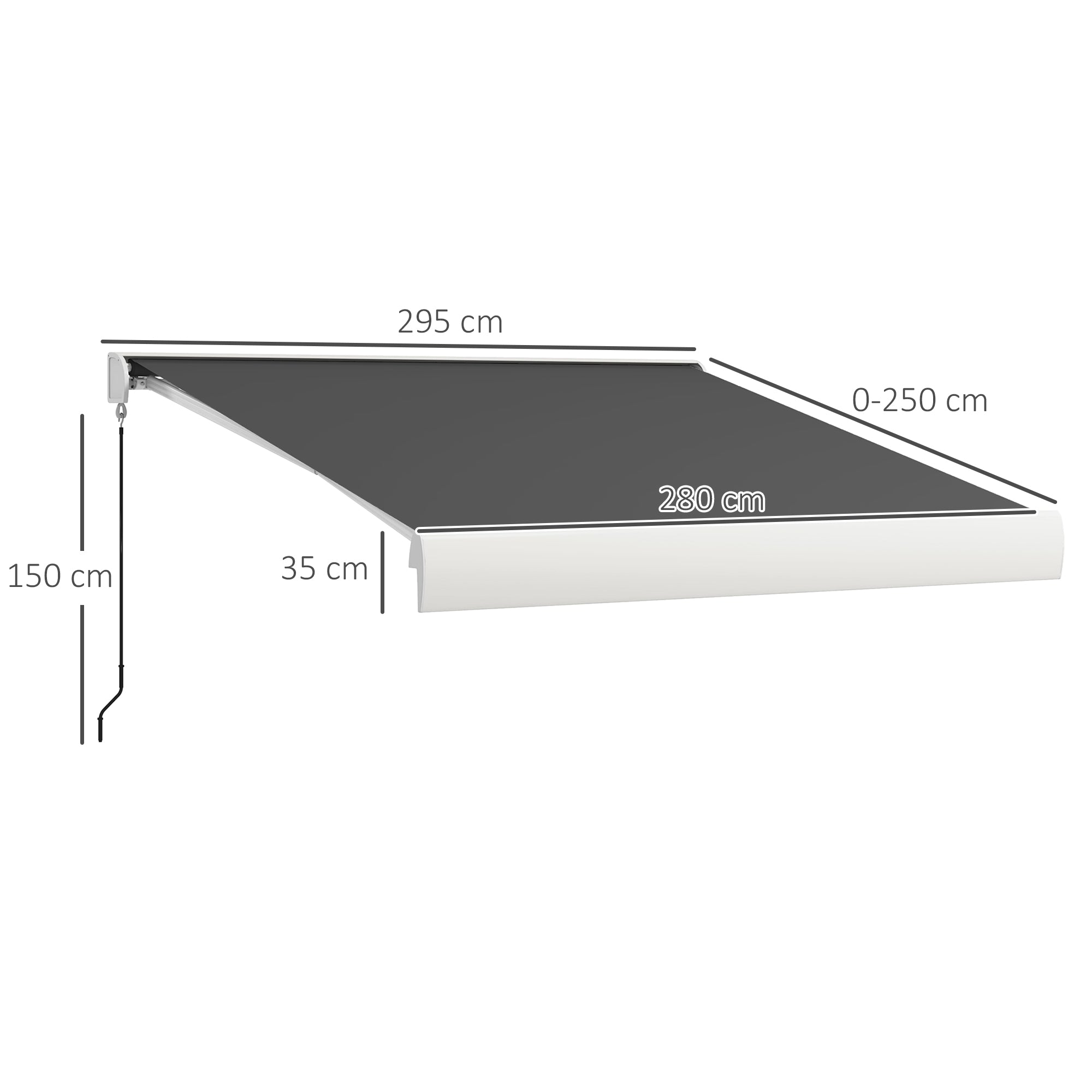 Electric Cassette Awning, 2.5 x 3m Remote Control, Grey