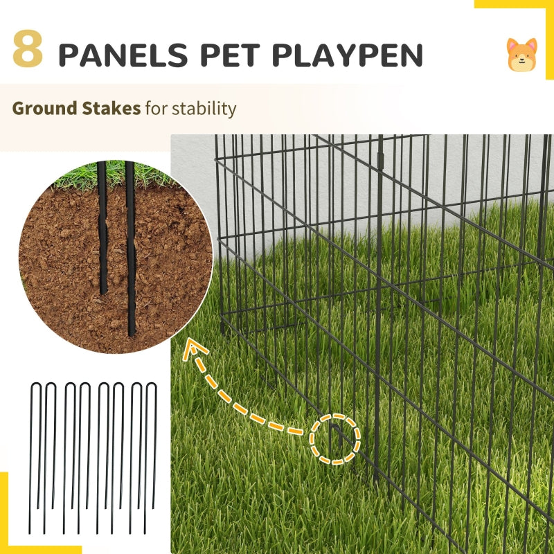8 Panel DIY Dog Pen with Door, for Dogs, Small Animals, Indoor/Outdoor Use