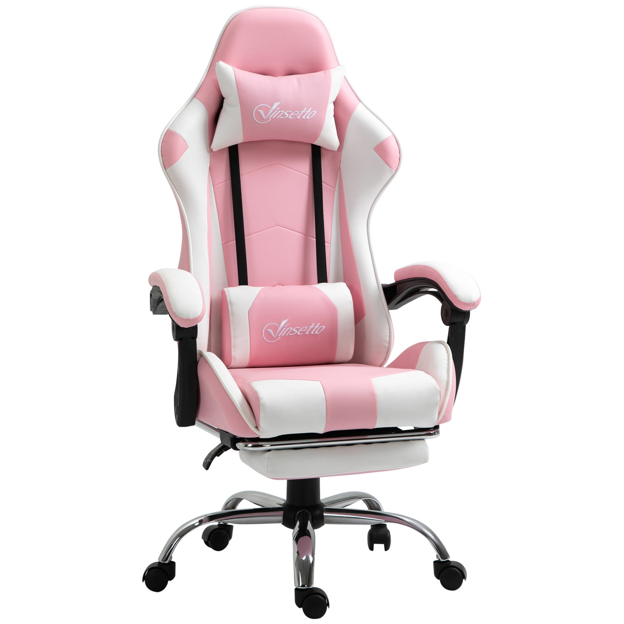 Ergonomic Gaming Chair: Reclining with Footrest, Lumbar Support, Adjustable Height - Pink PU Leather