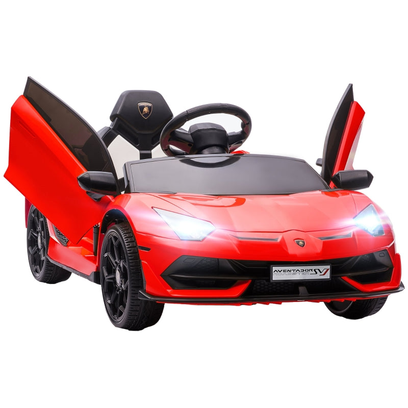 Lamborghini Kids Electric Car 12V with Butterfly Doors, Remote, Music, Horn, Suspension - Red