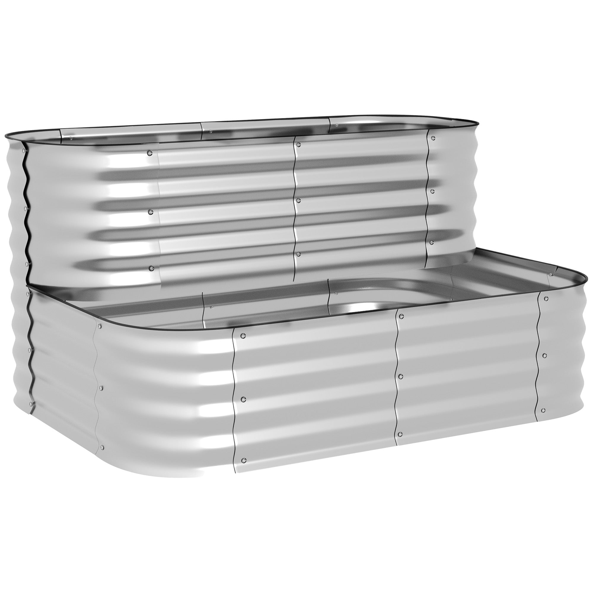 Flower Shelf Plant Shelf Garden Balcony 118x45x30cm Metal Silver