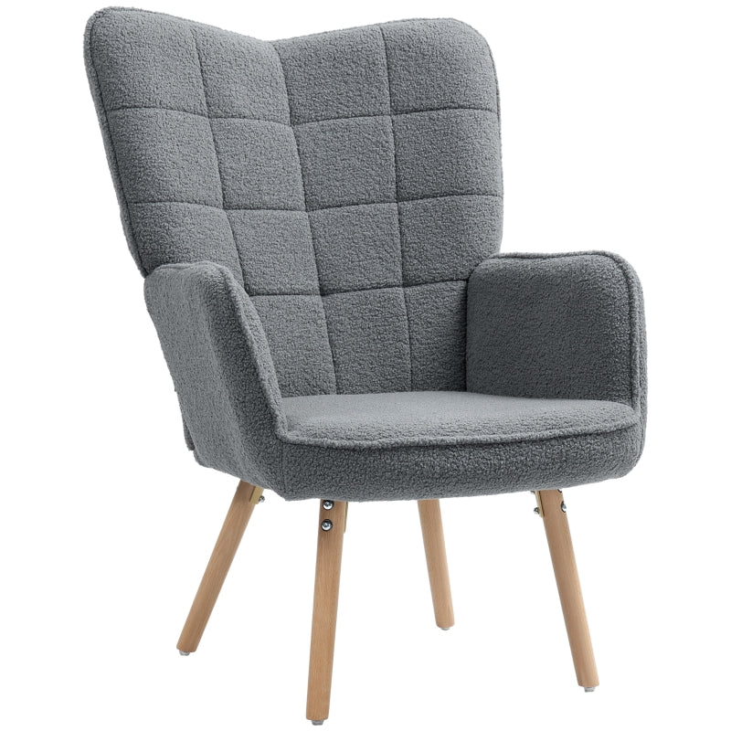 Teddy Wingback Accent Chair Fleece Grey