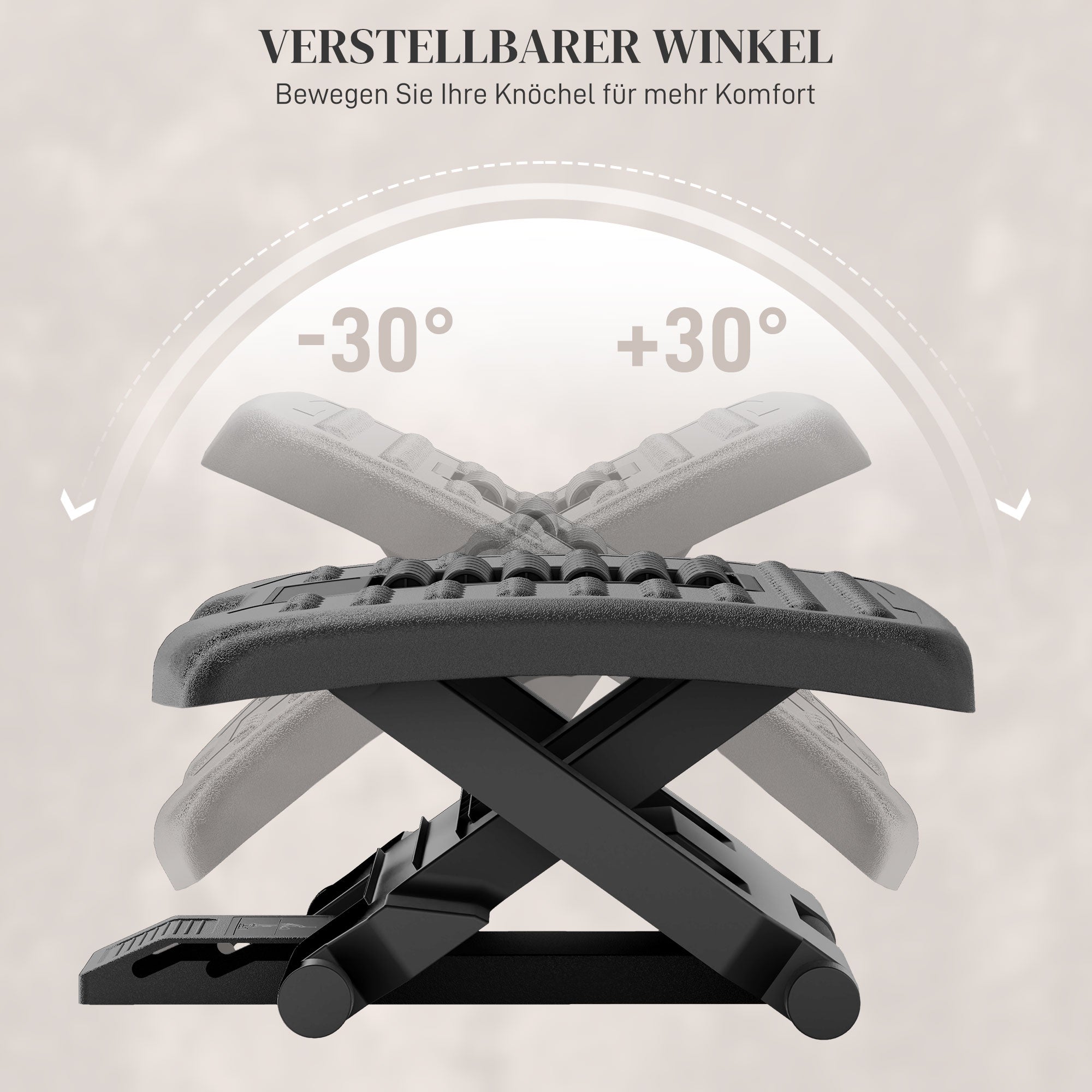 Footrest Desk Height Adjustable Ergonomic Non-Slip Support, Black