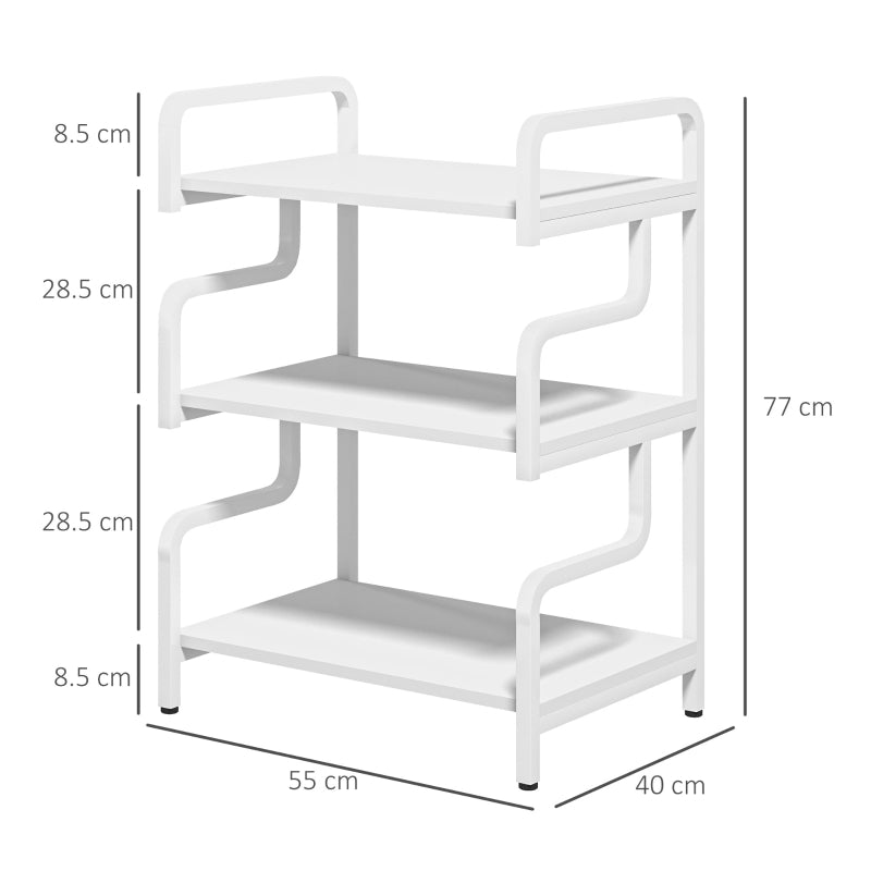 3-Tier Printer Stand Storage Shelves 55 x 40 x 77cm White
