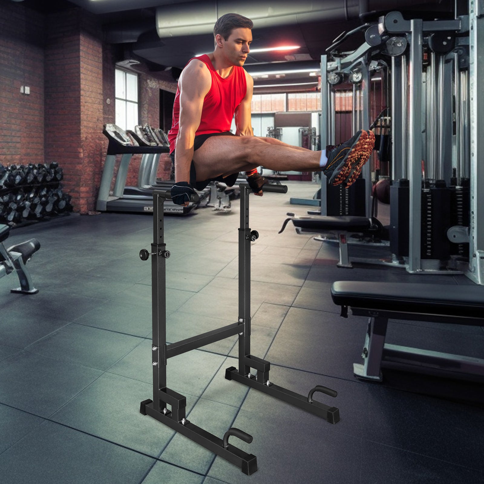 Dip Stand, Adjustable Height, Heavy Duty with Slip-Proof Grips, Multi-Functional for Tricep Dips