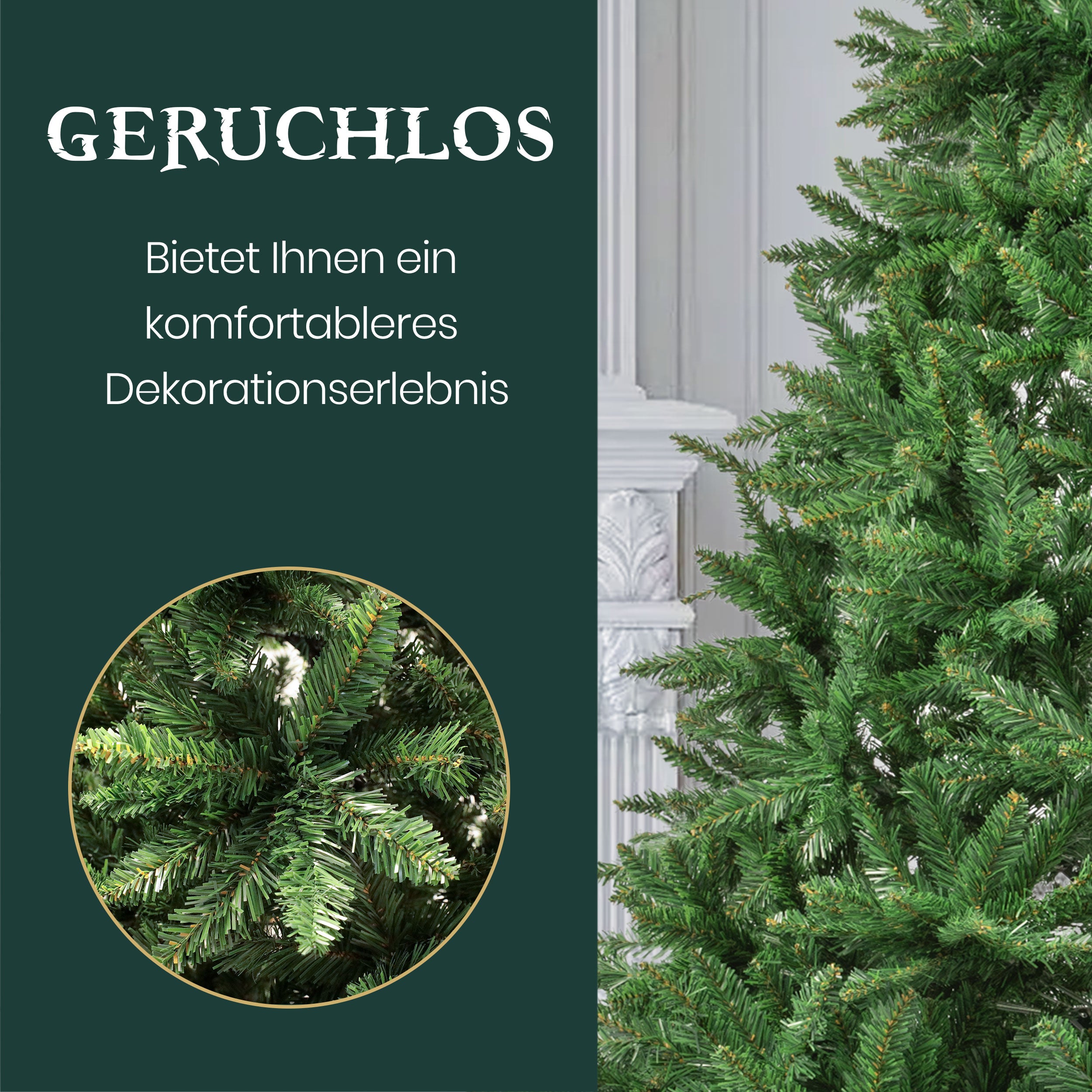 Artificial Christmas Tree 180cm, 1097 Tips, with Lights & Stand, PVC